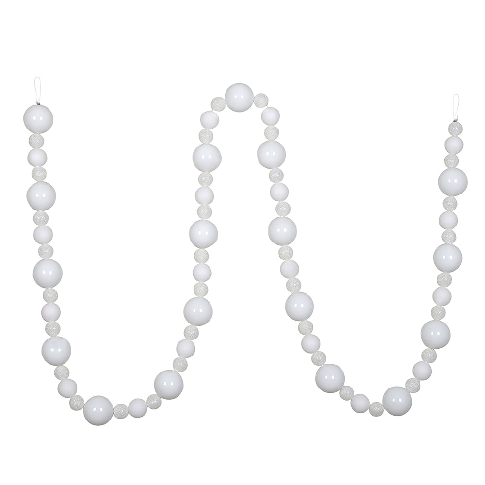 White Ball Ornament Garland 9'