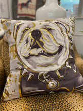 Load image into Gallery viewer, Bulldog Pillow Neutral with Gold Foil Accents
