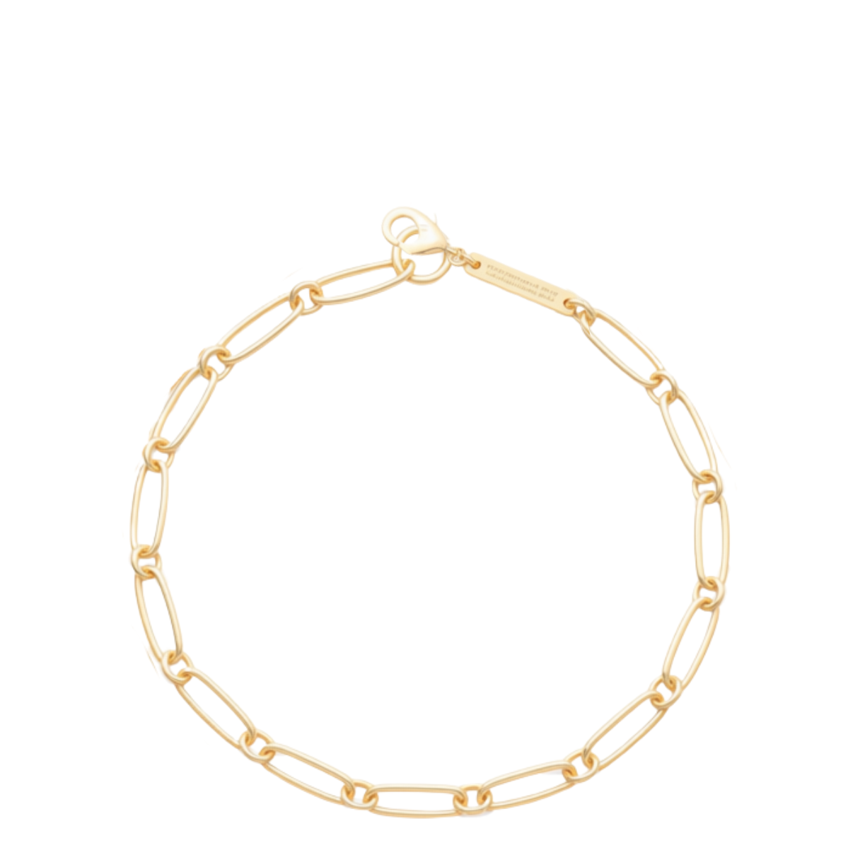 A delicate gold paperclip chain bracelet with a lobster clasp, displayed on a clean white background.
