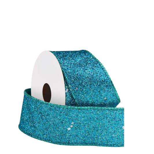 Peacock Blue Glitter Ribbon