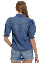 Load image into Gallery viewer, Risen Puff Sleeve Denim Shirt
