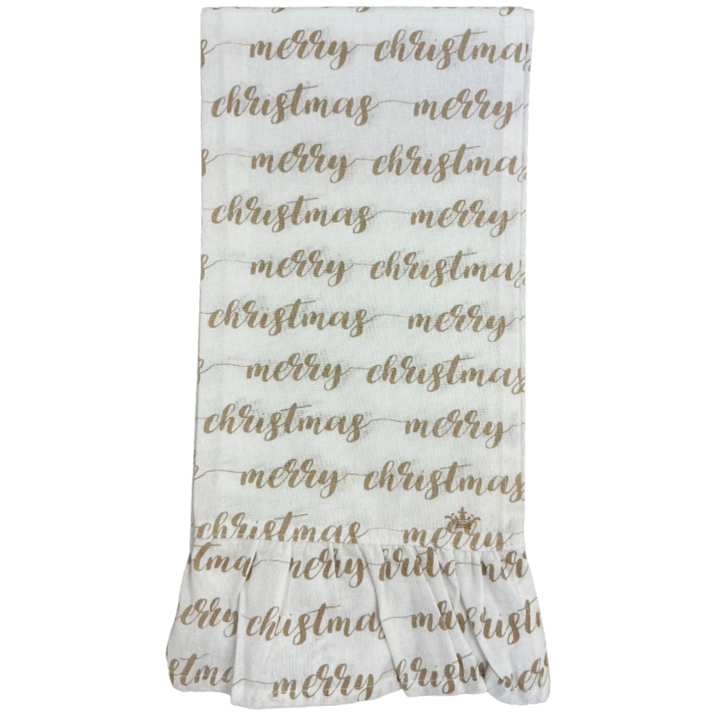 Merry Christmas Script Ruffle Tea Towel