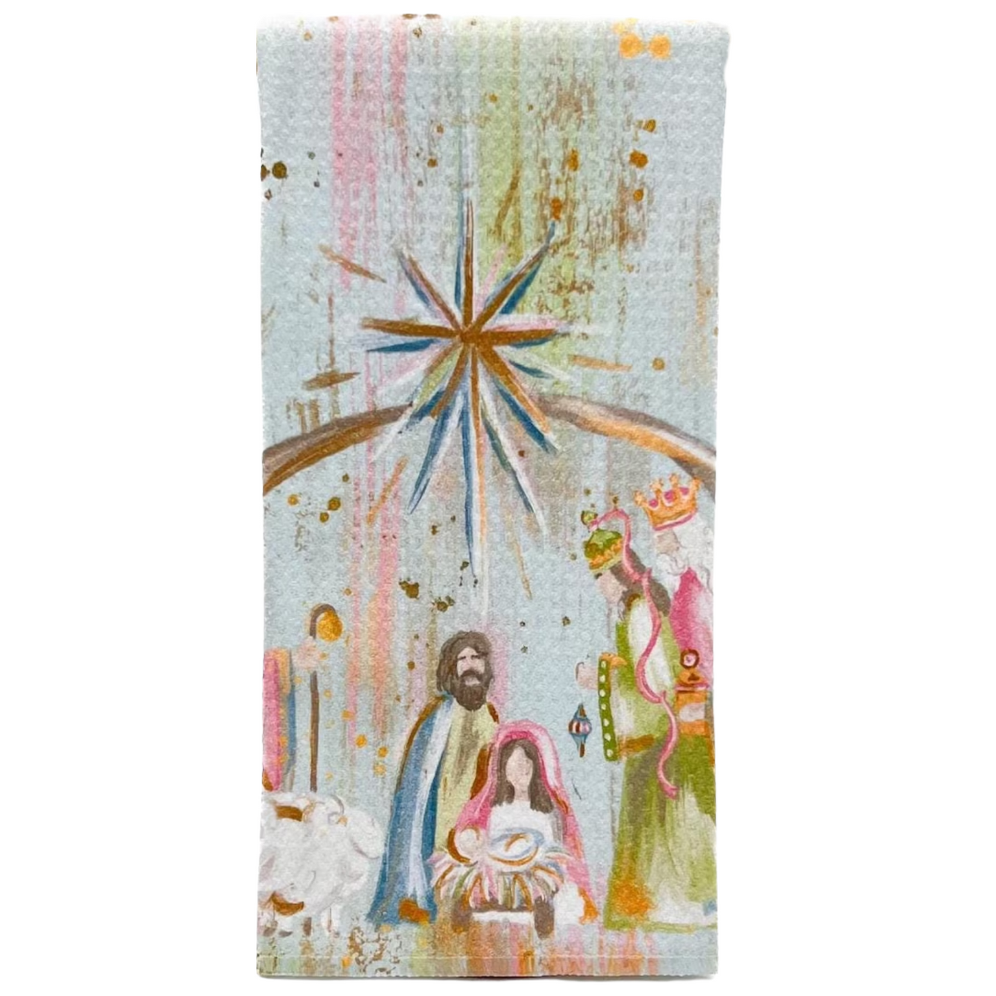 Christmas Nativity Pastel Tea Towel