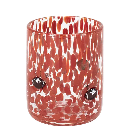Red Football Charm Glass 17oz