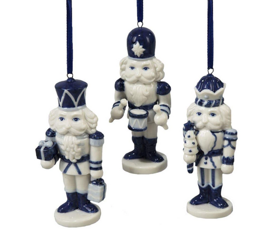 Porcelain Delft Blue Nutcracker Ornament
