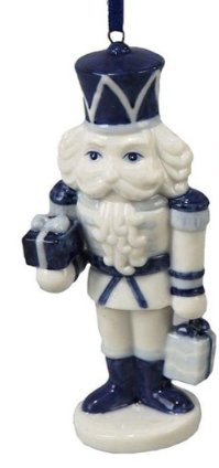 Porcelain Delft Blue Nutcracker Ornament