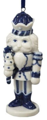 Porcelain Delft Blue Nutcracker Ornament