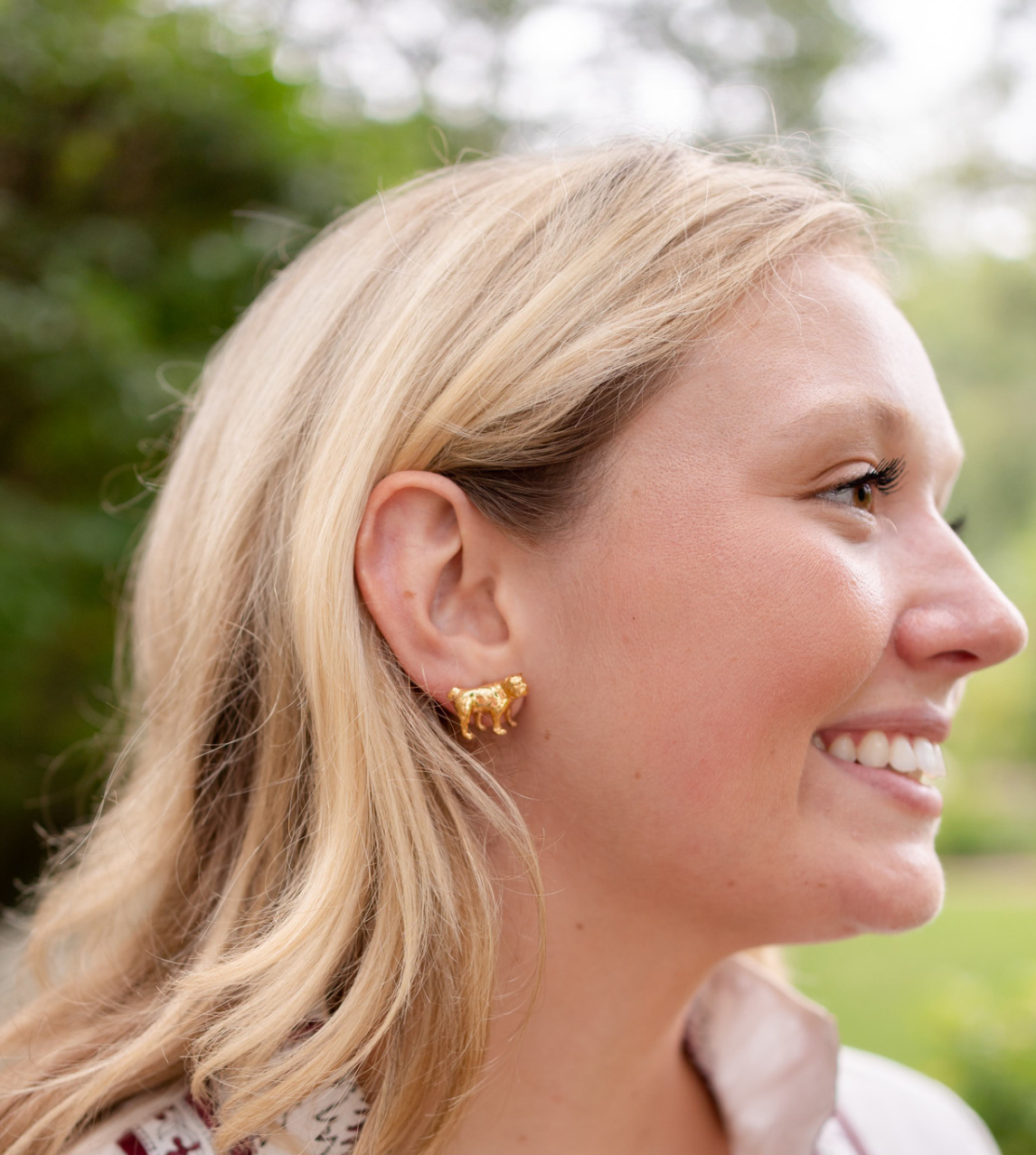 Bulldog Stud Gold Earring