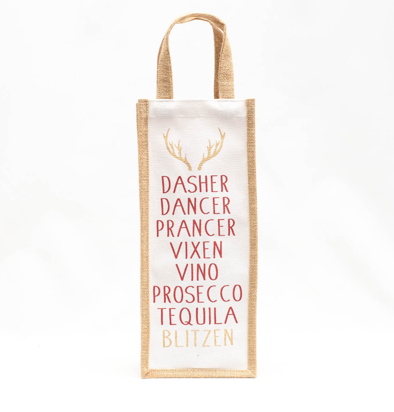 Blitzen Christmas Wine Bag