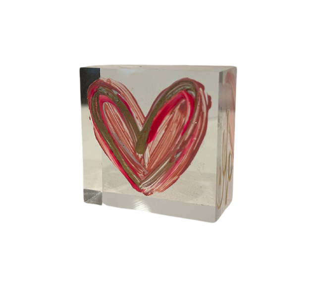 Pink Heart Lucite Block