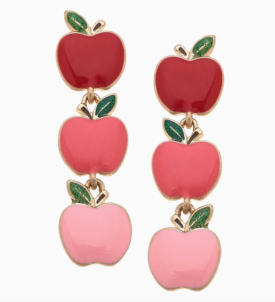 Linked Apples Enamel Earrings