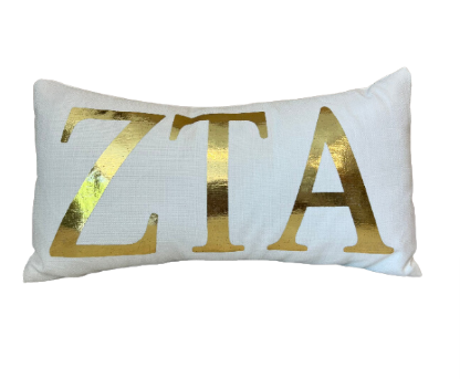 Sorority Gold Foil Greek Letter Lumbar Pillow
