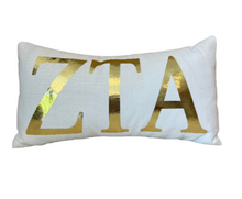 Load image into Gallery viewer, Sorority Gold Foil Letter Pillow
