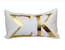 Load image into Gallery viewer, Sorority Gold Foil Letter Pillow
