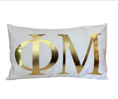 Sorority Gold Foil Greek Letter Lumbar Pillow