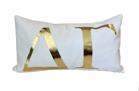 Sorority Gold Foil Greek Letter Lumbar Pillow