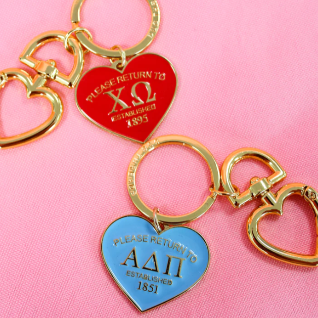 'Return To' Sorority Heart Key Ring