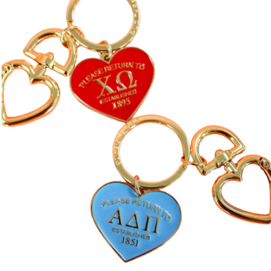'Return To' Sorority Heart Key Ring