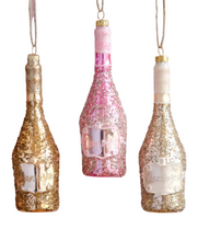 Load image into Gallery viewer, Glitterville Champagne Bottle Ornament Glass
