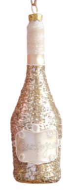 Glitterville Champagne Bottle Ornament Glass