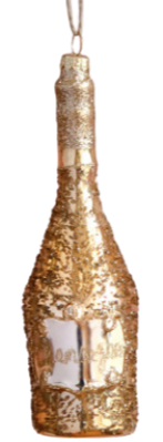 Glitterville Champagne Bottle Ornament Glass