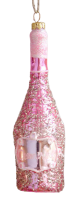 Glitterville Champagne Bottle Ornament Glass