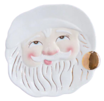 Glitterville Papa Noel White Santa Plate 2024