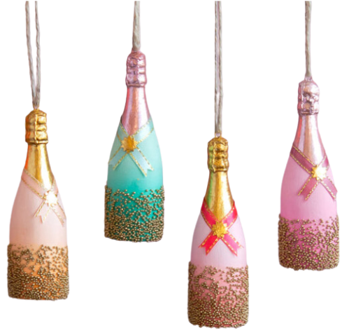 Glitterville Champagne Bottle Ornament-Resin