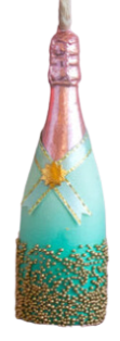 Glitterville Champagne Bottle Ornament-Resin