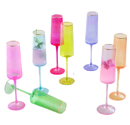 Glitterville Rainbow Champagne Flute