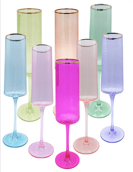 Glitterville Rainbow Champagne Flute