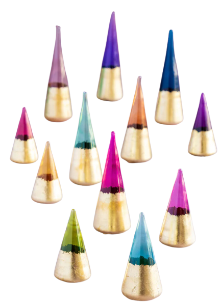 Glitterville Rainbow Gold Leaf Cone Tree
