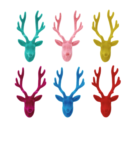 Flocked Deer Bust Wall Mount
