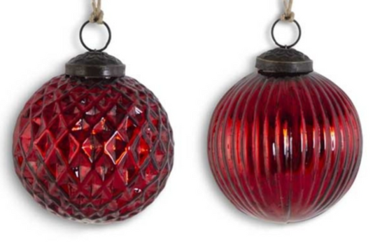 Large Red Mercury Glass Ornaments