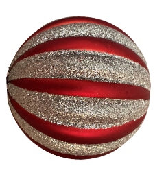 Red and Silver Ribbed Ball Ornaments