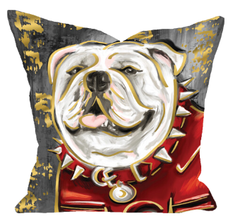 Bulldog Pillow with Gold Foil Accents