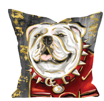 Bulldog Pillow with Gold Foil Accents