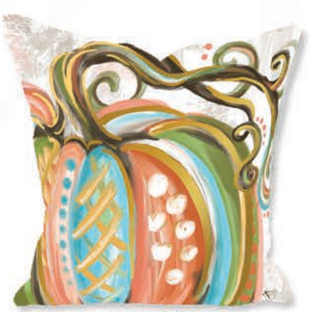 Golden Whimsical Pumpkin Pillow