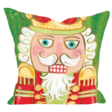 Mr. Nutcracker Red + Green Gold Foil Pillow