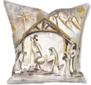 Golden Nativity Pillow