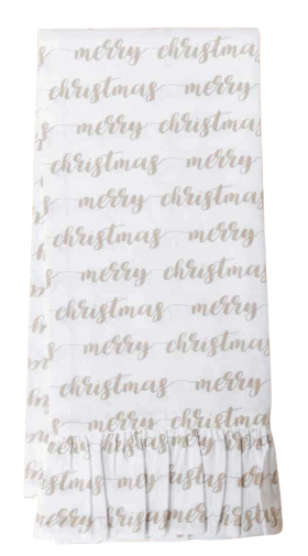 Merry Christmas Script Ruffle Hand Towel