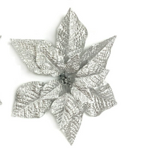Load image into Gallery viewer, White and Silver Poinsettia Clip-On
