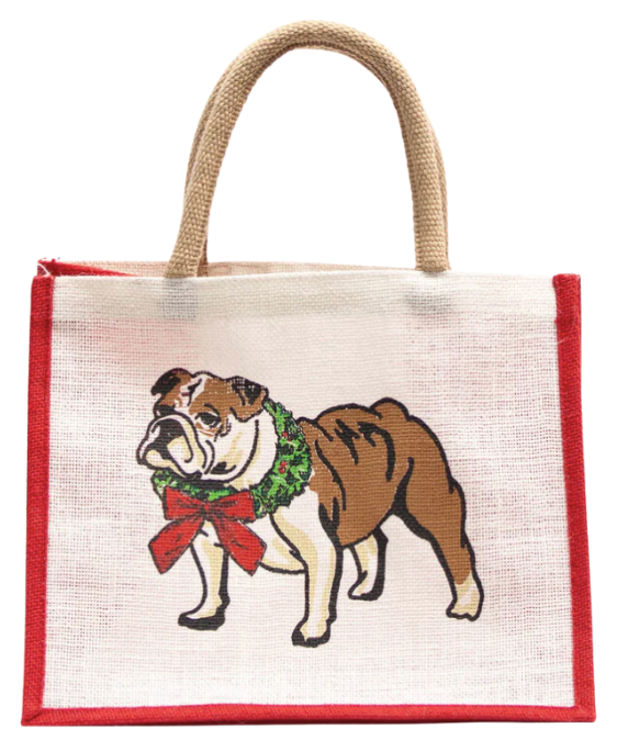 Christmas Wreath Bulldog Gift Tote