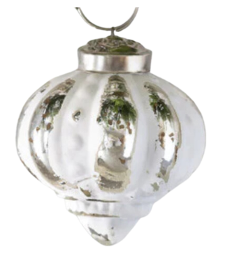 Cottage White Onion Glass Ornament