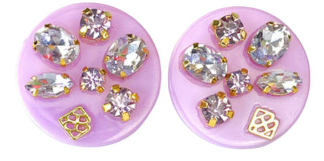 Resin Rainbow Studs with Crystals