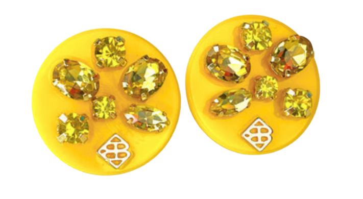 Resin Rainbow Studs with Crystals