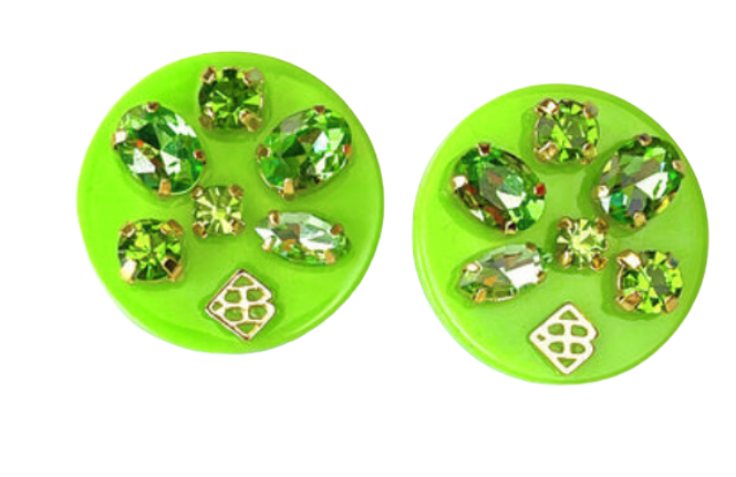 Resin Rainbow Studs with Crystals