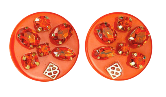 Resin Rainbow Studs with Crystals