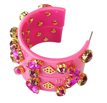 Load image into Gallery viewer, Hoops Resin Rainbow Chunky Hoops with Crystals
