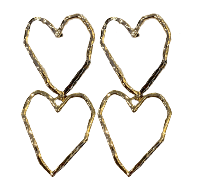 Gold Hollow Dangle Heart Earring